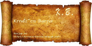 Krnács Barna névjegykártya