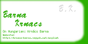 barna krnacs business card