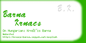 barna krnacs business card